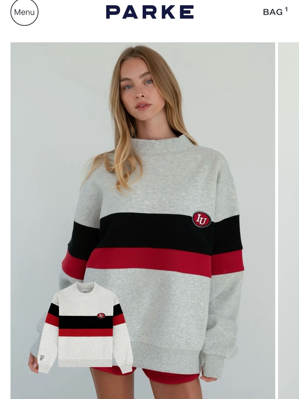 PARKE Colorblock Oversized Sweatshirt - Grey with Black & Red